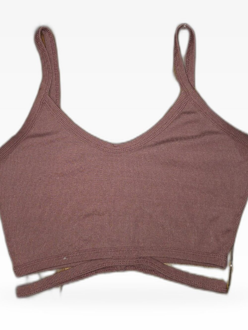 Shein Ribbed Wrap Hem Crop Top Brown Scoop Neck Tank Size M